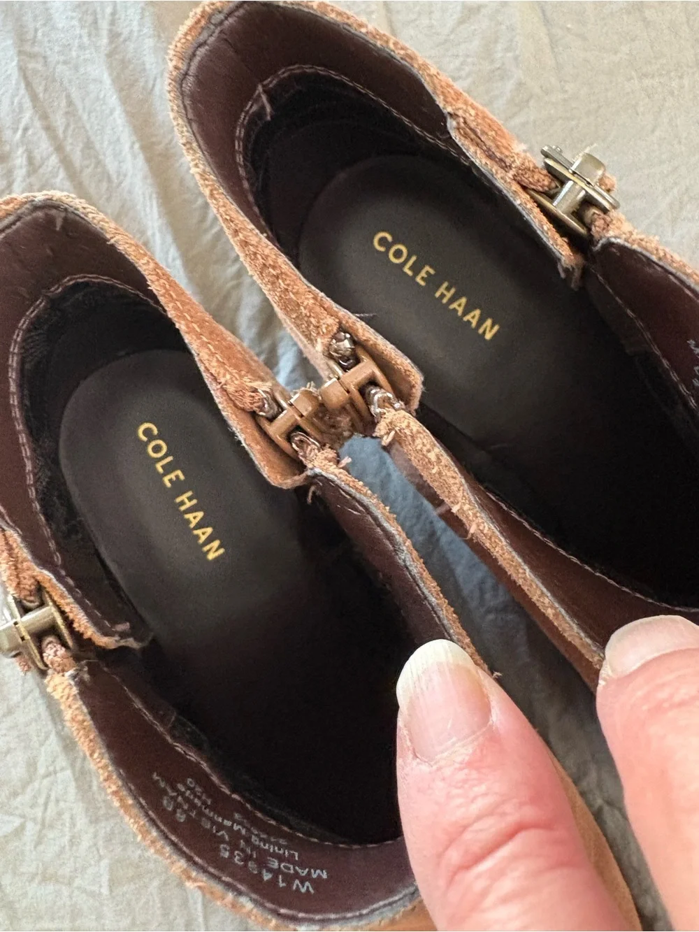Cole Haan Rene Brown Suede Zip Bootie. Size 8.